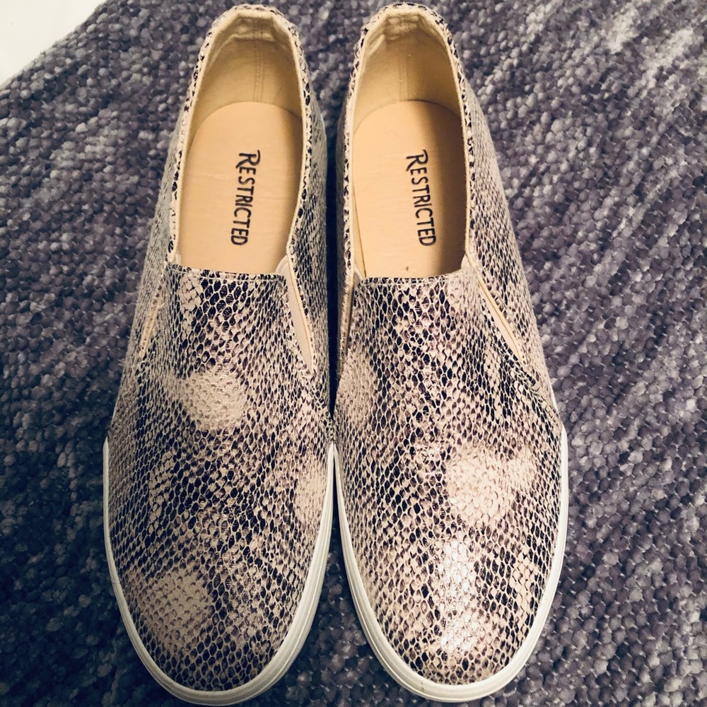 Snakeskin Slip Ons